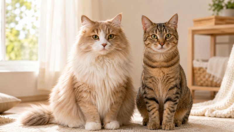 長毛種と短毛種の猫の違いをやさしく解説する記事のイメージ